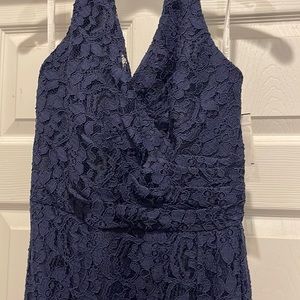 David’s Bridal Full Length Lace Halter Formal